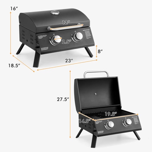 2 - Burner Liquid Propane 20000 BTU Gas Grill Perspective: left