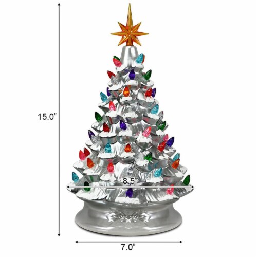 15 Pre lit Ceramic Tabletop Christmas Tree w 64 Multicolored