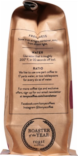 Tony's Coffee Espresso Noir Dark Roast Organic Whole Bean Coffee Perspective: left