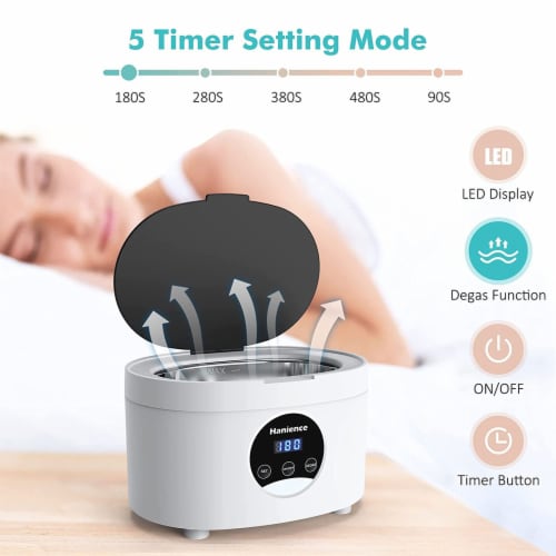 Hanience Ultrasonic 600 MI Portable Professional Jewelry Cleaner with 5 Timers Perspective: left