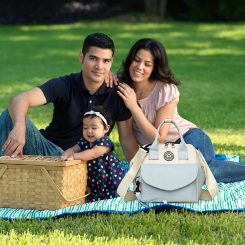 Baby Nappy Diaper Bag with 6 Pockets, Adjustable Shoulder Strap, and Detachable Small Bag Perspective: left