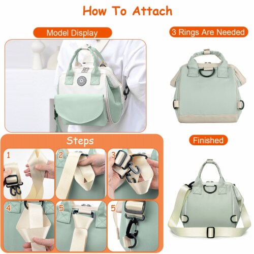 Baby Nappy Diaper Bag with 6 Pockets, Adjustable Shoulder Strap, and Detachable Small Bag Perspective: left