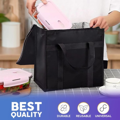 APQ Supply Black Insulated Shopping Bags Heavy Duty Grocery Food Delivery Bag Pack of 2 Smith s Food and Drug