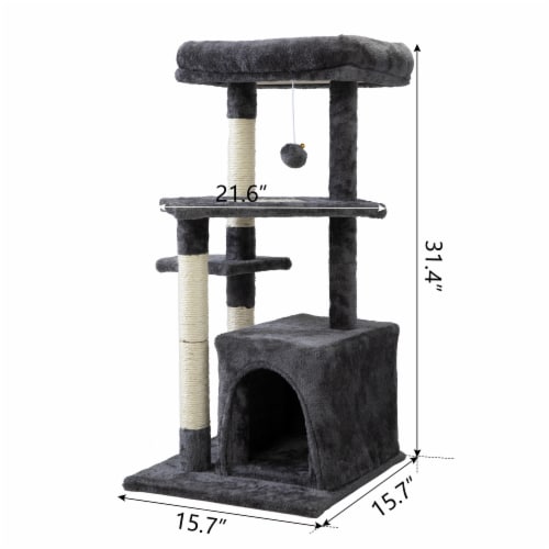 FX070 - Double Level Cat Tree - House Furniture Kittens Activity Tower Pet Play House Perspective: left