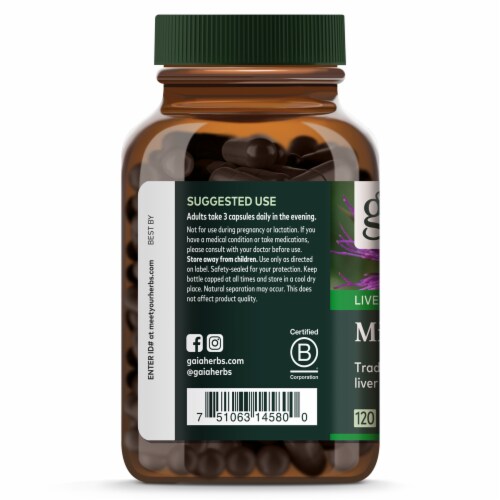 Gaia Herbs Single Herbs Milk Thistle Seed Perspective: left