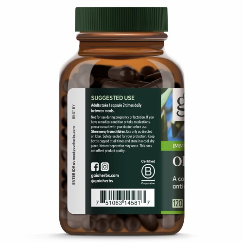 Gaia Herbs® Immune Support Olive Leaf Vegan Liquid Phyto-Caps Herbal Supplement Perspective: left