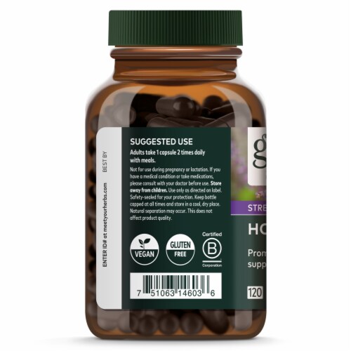Gaia Herbs® Holy Basil Leaf Vegan Liquid Phyto-Caps Perspective: left