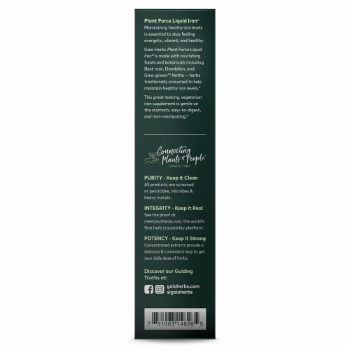 Gaia Herbs PlantForce Liquid Iron Perspective: left