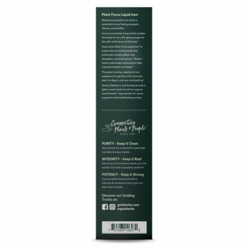 Gaia Herbs DailyWellness™ PlantForce™ Liquid Iron Perspective: left