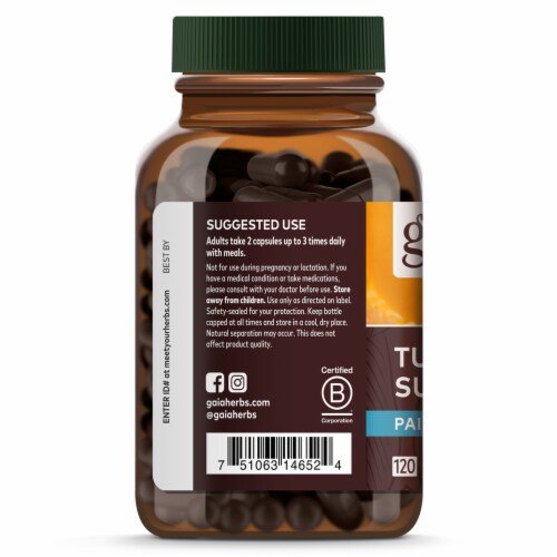 Gaia® Herbs Turmeric Supreme Pain Vegan Liquid Phyto-Caps Perspective: left