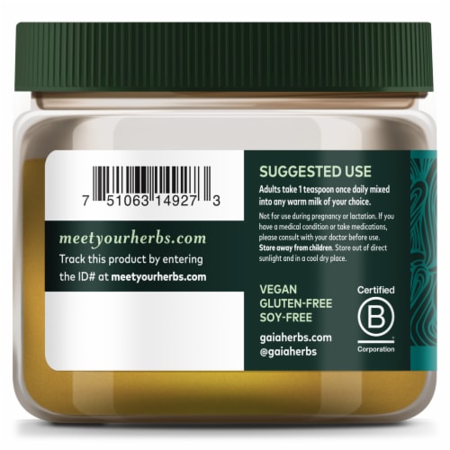 Gaia® Herbs Golden Milk Powdered Tumeric Supplement Perspective: left