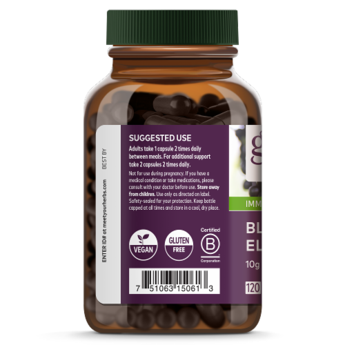 Gaia Herbs Black Elderberry Liquid Phyto Capsules 10g Perspective: left