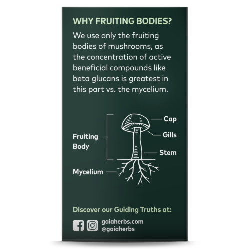 Gaia Herbs Lion's Mane Mushroom Brain and Nerve Support Supplements Perspective: left
