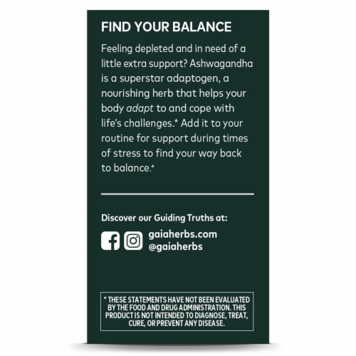 Gaia Herbs® Ashwagandha Root Vegan Liquid Phyto-Caps® Herbal Supplement Perspective: left