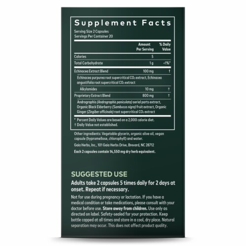 Gaia® Herbs Quick Defense® Herbal Supplement Perspective: left
