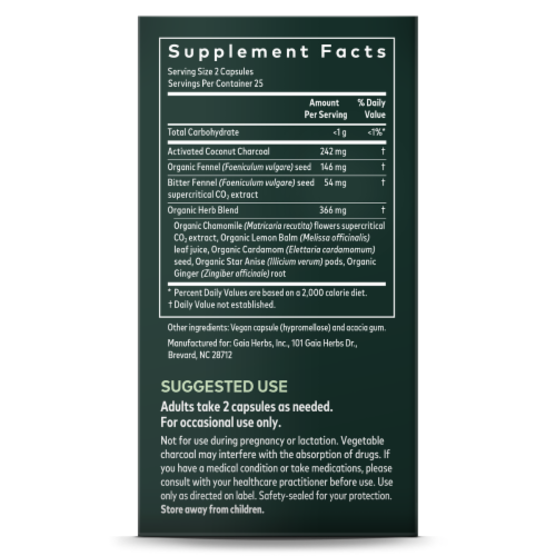 Gaia® Herbs Gas & Bloating Rapid Relief Capsules Perspective: left