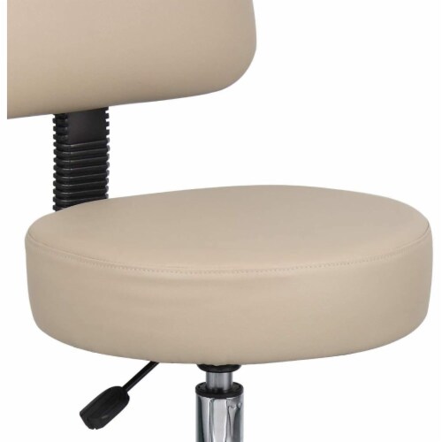 Boss Caressoft Faux Leather Doctor's Stool with Back Beige B245-BG Perspective: left