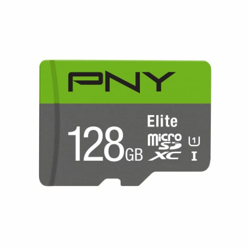 PNY Elite MicroSDXC Memory Card with Adapter - Gray/Green Perspective: left
