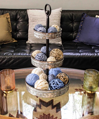 Bag of Natural Dried Blue Floral Balls Home Decor Decorative Orbs Vase Filler - Blue Perspective: left