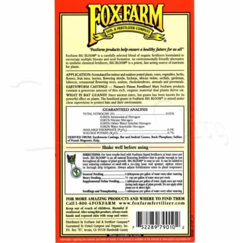 FoxFarm FX14091 Big Bloom Liquid Concentrate Organic Plant Food Perspective: left