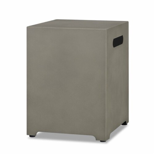 Real Flame Aegean Propane Tank Cover in Mist Gray Perspective: left