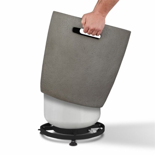 Real Flame Riverside Round Propane Tank Cover in Glacier Gray Perspective: left