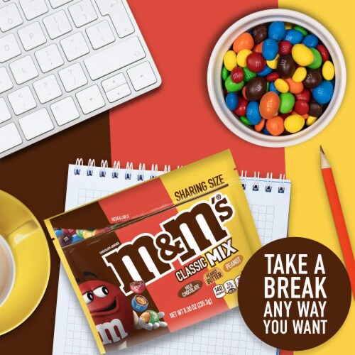 M&M S Classic Mix Chocolate Candy Sharing Size (Pack of 6) Perspective: left