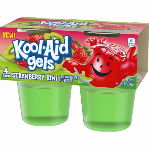 Jell-O Kool-Aid Gels Strawberry Kiwi Ready-to-Eat Gelatin Snacks (Pack of 3) Perspective: left