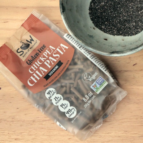 Seeds of Wellness Gluten-Free Chickpea Chia Sedanini Pasta Perspective: left