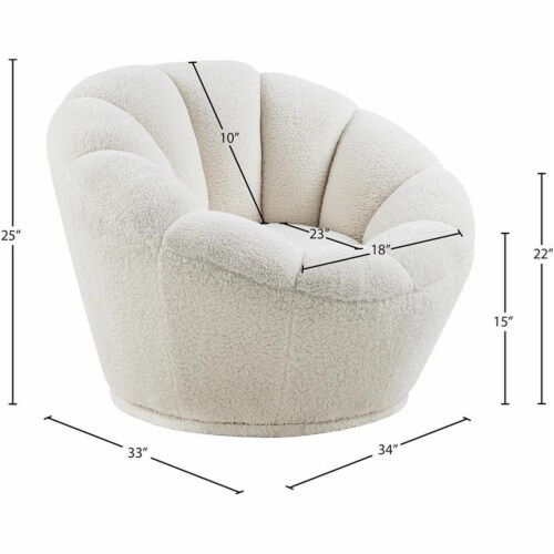 Meridian Furniture Dream Faux Sheepskin Fur Swivel Accent Chair 1