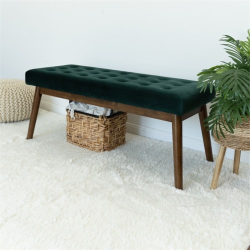 Green cheap upholstered bench