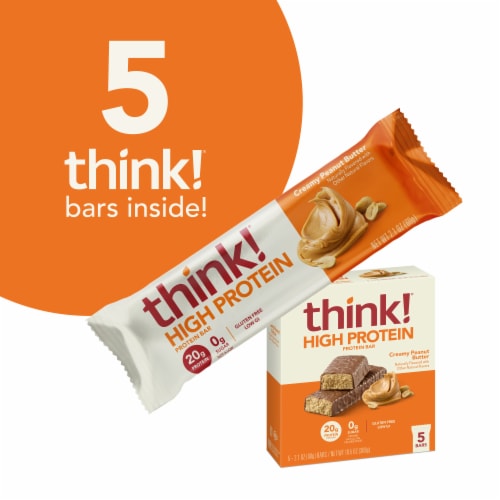 think! Creamy Peanut Butter High Protein Bars Perspective: left