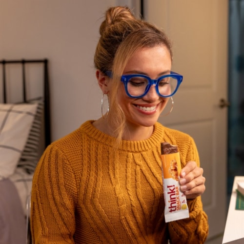 thinkThin® Lean Protein & Fiber Salted Caramel Bars Perspective: left