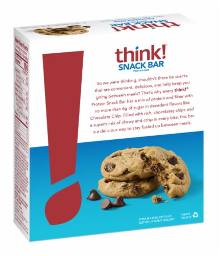 think! Snack Chocolate Chip Protein Bars Perspective: left