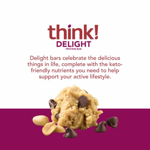 think! Delight Chocolate Peanut Butter Cookie Dough Keto Protein Bars Perspective: left