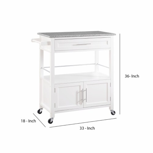 Saltoro Sherpi Spacious Wooden Kitchen Cart with Granite