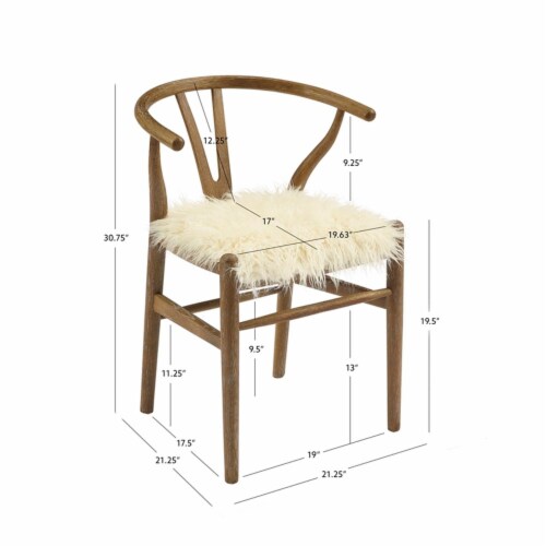 Linon Layla Wishbone Wood Chair in Brown Perspective: left
