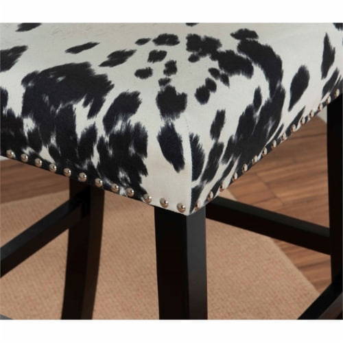 Linon Corey 30  Wood Cow Print Bar Stool in Black Perspective: left