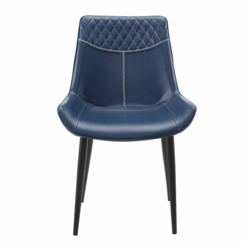 Linon Mabry Upholstered Set of Two Dining Chairs in Blue Perspective: left