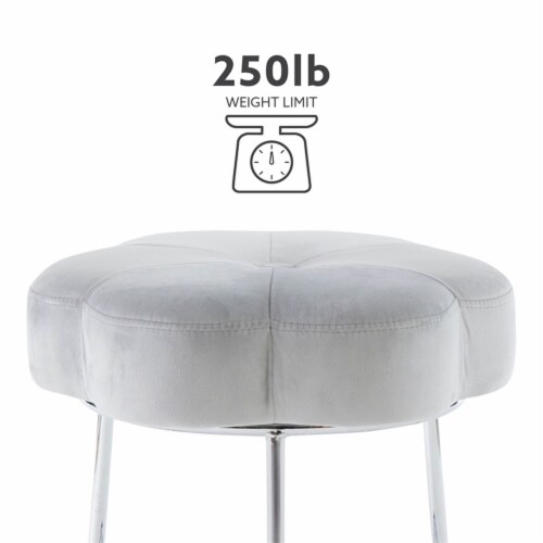 Linon Siena Metal Upholstered Accent Vanity Stool in Gray Perspective: left