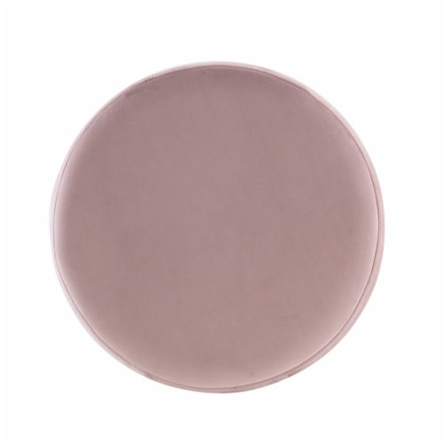 Linon Carly Metal Accent Vanity Stool in Pink Perspective: left