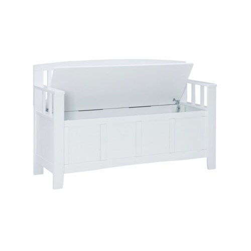 Linon Cynthia Wood Storage Bench in White 1 Foods Co