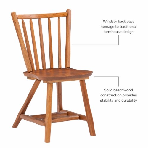 Linon Reedhaven Wood Commercial Grade Set of Two Side Chairs in Medium Oak Brown Perspective: left