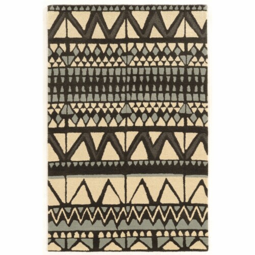 Linon Aspire Comp Hand Tufted Wool 5'x8' Rug in Ivory Perspective: left