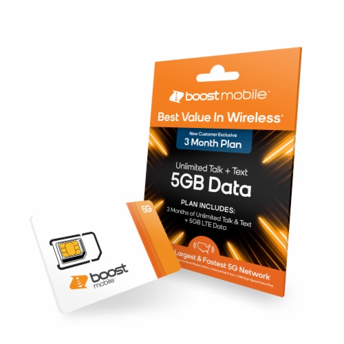 Boost Mobile Preloaded SIM Card (5GB) Data 3 Month, 1 ct Kroger