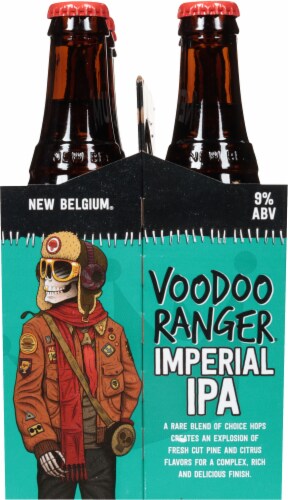 New Belgium Voodoo Ranger Imperial IPA Beer, 6 Pack, 12 fl oz Bottles Perspective: left