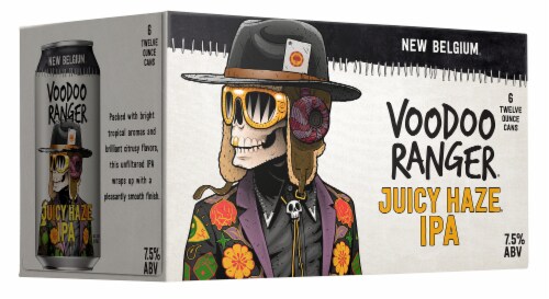 New Belgium Voodoo Ranger Juicy Haze IPA Beer Perspective: left