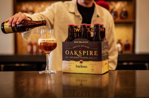 New Belgium Oakspire Bourbon Barrel Ale Craft Beer Perspective: left