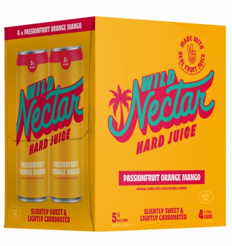 New Belgium Wild Nectar Passionfruit Orange Mango Hard Juice Perspective: left