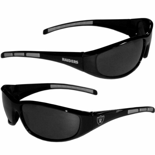 Las Vegas Raiders Wrap Sunglasses and Bag Set Perspective: left